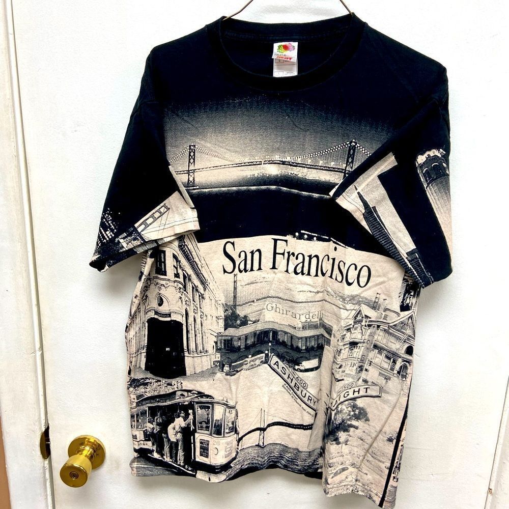 AOP 1990’s San Fransisco T-Shirt size Large Robin Samuel Edwards Teez